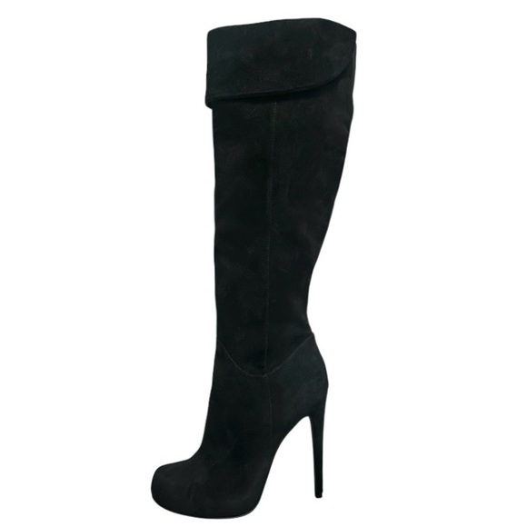 Aldo Black Suede Over the Knee Stiletto Heel Platform Boots Size 9 - Picture 1 of 9